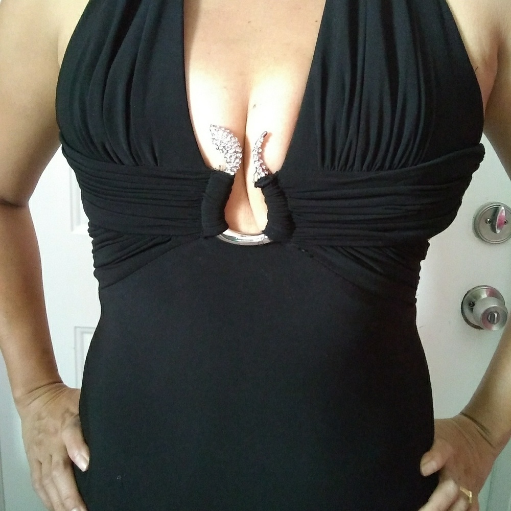 Long black & elegant cocktail/evening dress,